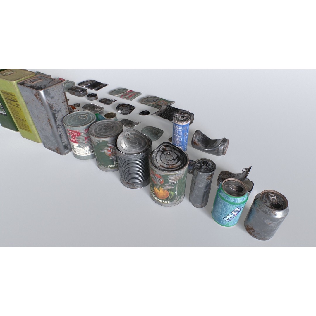 Cans and Drinks Junk Props 3D Model – Low Poly PBR Asset for Games - View 6