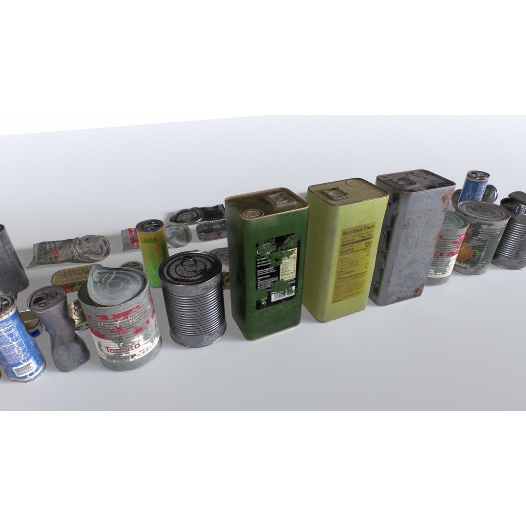 Cans and Drinks Junk Props 3D Model – Low Poly PBR Asset for Games - View 7