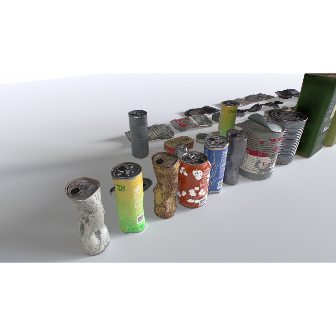 Cans and Drinks Junk Props 3D Model – Low Poly PBR Asset for Games - View 8