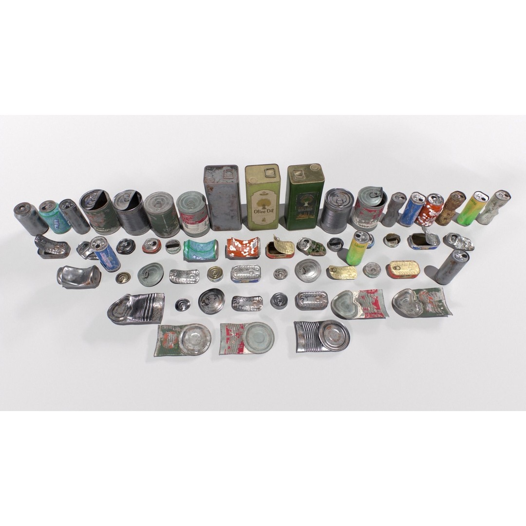 Cans and Drinks Junk Props 3D Model – Low Poly PBR Asset for Games - View 9