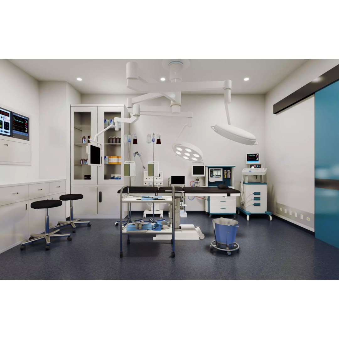ICU Hospital Room 3D Model – Low Poly Rigged Asset, FBX, Blender - View 4