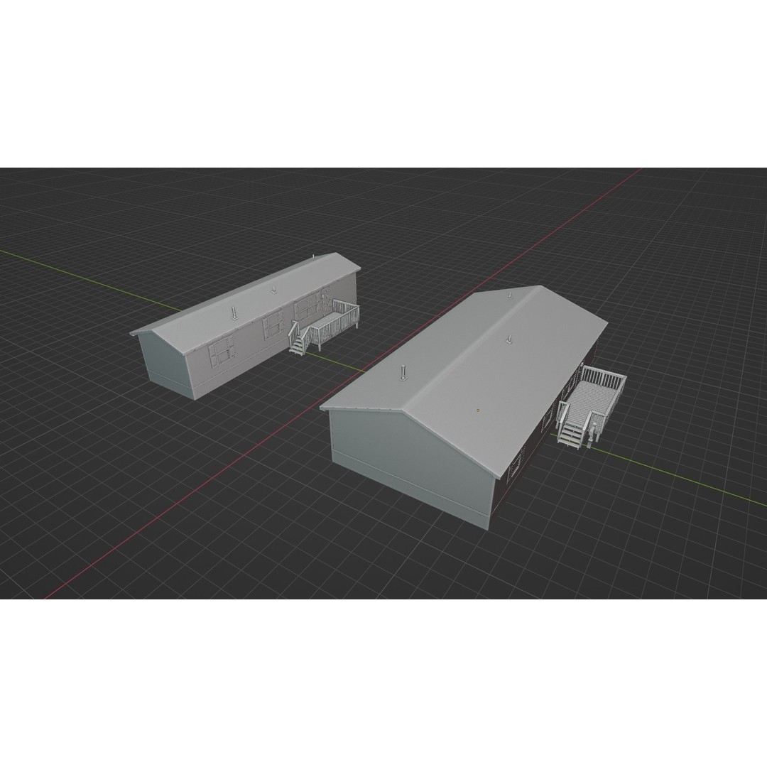 Trailer Houses 3D Model – Low Poly Mobile Home Asset, FBX & Blender - View 20