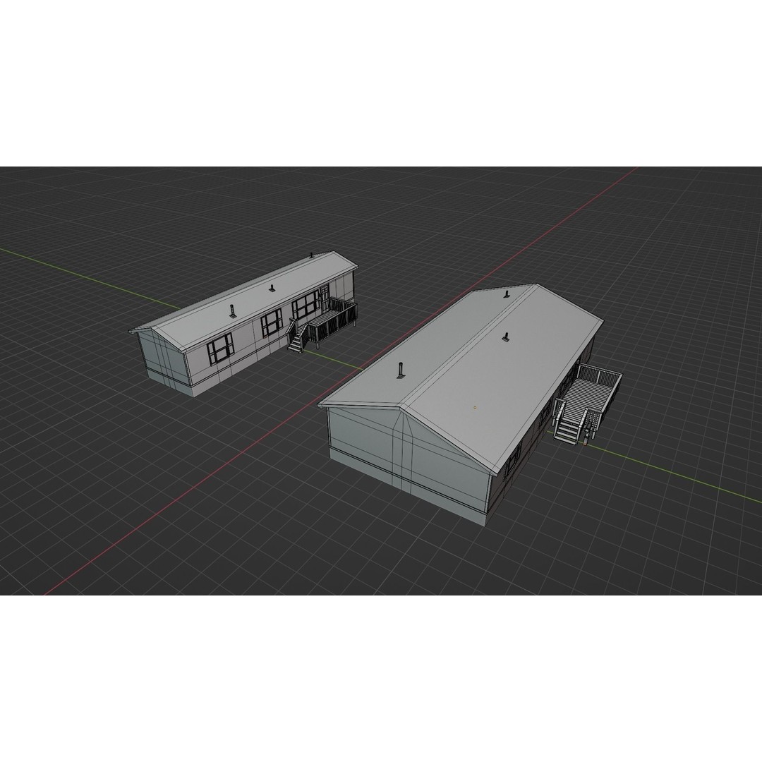 Trailer Houses 3D Model – Low Poly Mobile Home Asset, FBX & Blender - View 21