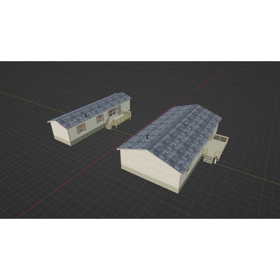 Trailer Houses 3D Model – Low Poly Mobile Home Asset, FBX & Blender - View 22