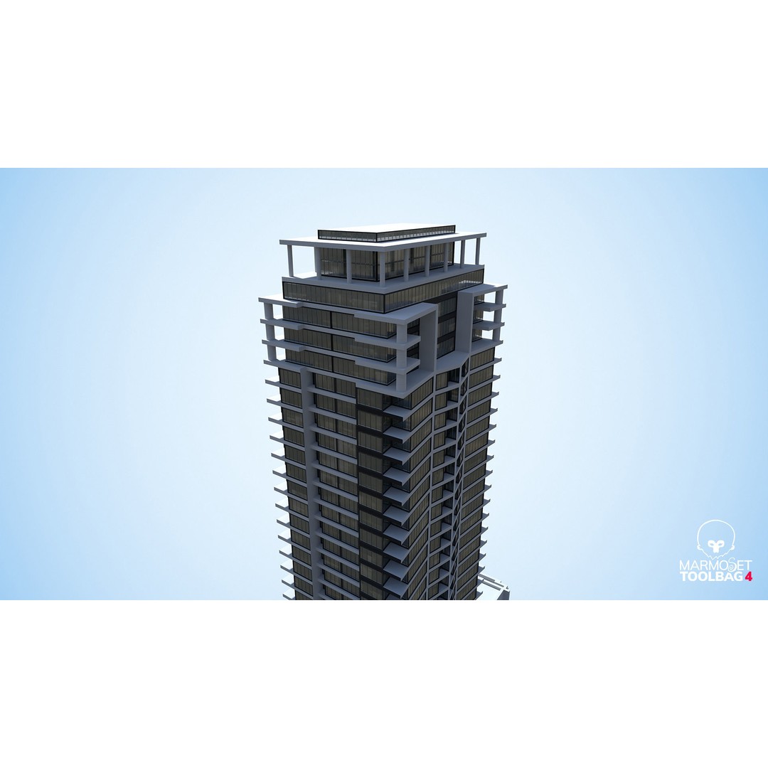 Apartment Building 3D Model – Low Poly Day/Night Office Asset, FBX - View 11