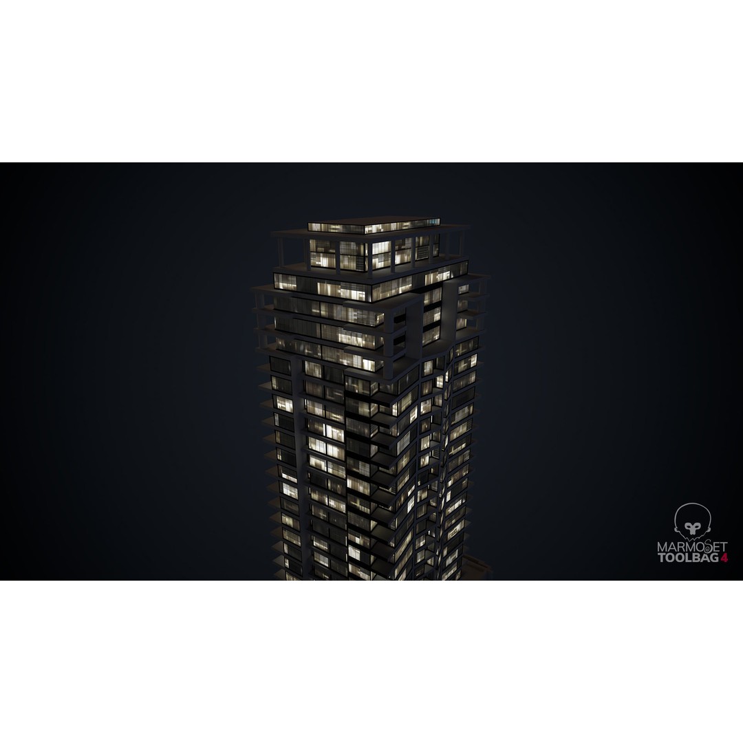 Apartment Building 3D Model – Low Poly Day/Night Office Asset, FBX - View 12
