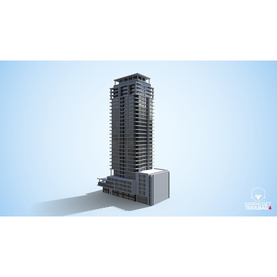 Apartment Building 3D Model – Low Poly Day/Night Office Asset, FBX - View 13