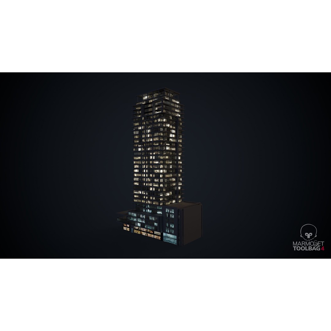 Apartment Building 3D Model – Low Poly Day/Night Office Asset, FBX - View 14