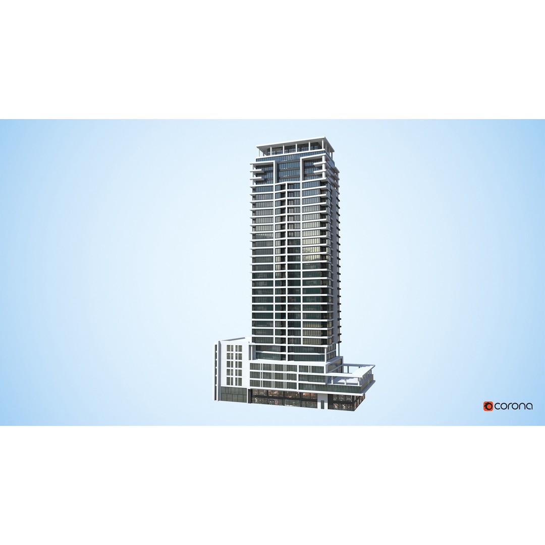 Apartment Building 3D Model – Low Poly Day/Night Office Asset, FBX - View 15