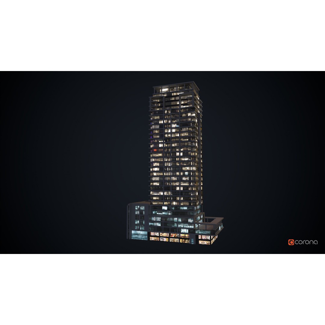 Apartment Building 3D Model – Low Poly Day/Night Office Asset, FBX - View 16