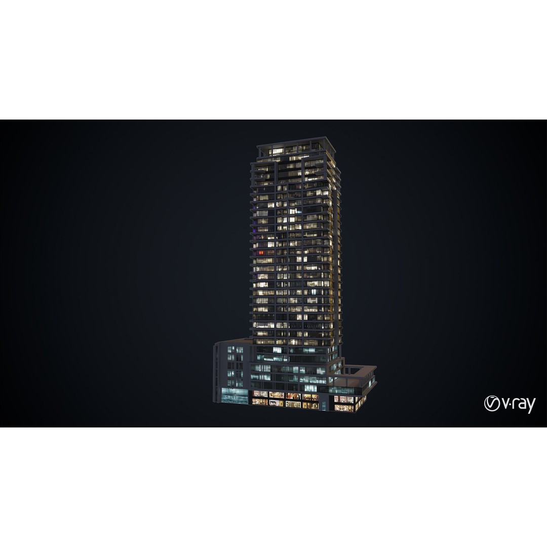 Apartment Building 3D Model – Low Poly Day/Night Office Asset, FBX - View 18