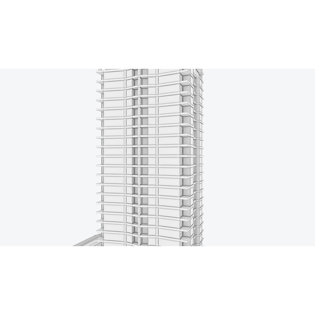 Apartment Building 3D Model – Low Poly Day/Night Office Asset, FBX - View 20