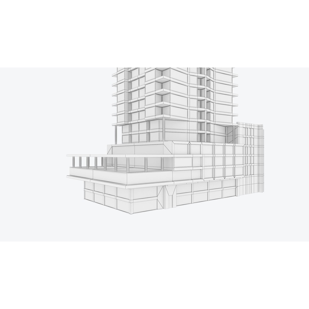 Apartment Building 3D Model – Low Poly Day/Night Office Asset, FBX - View 21