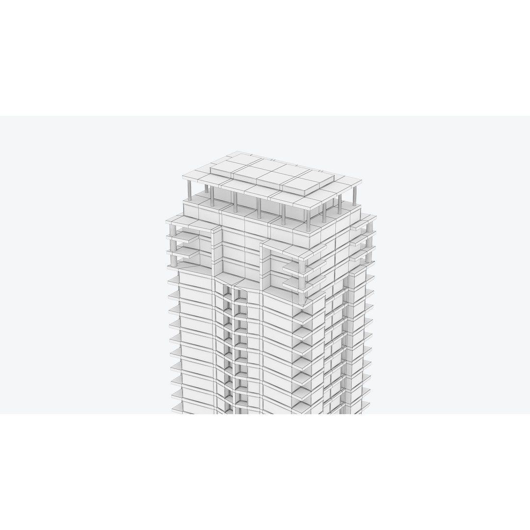Apartment Building 3D Model – Low Poly Day/Night Office Asset, FBX - View 22
