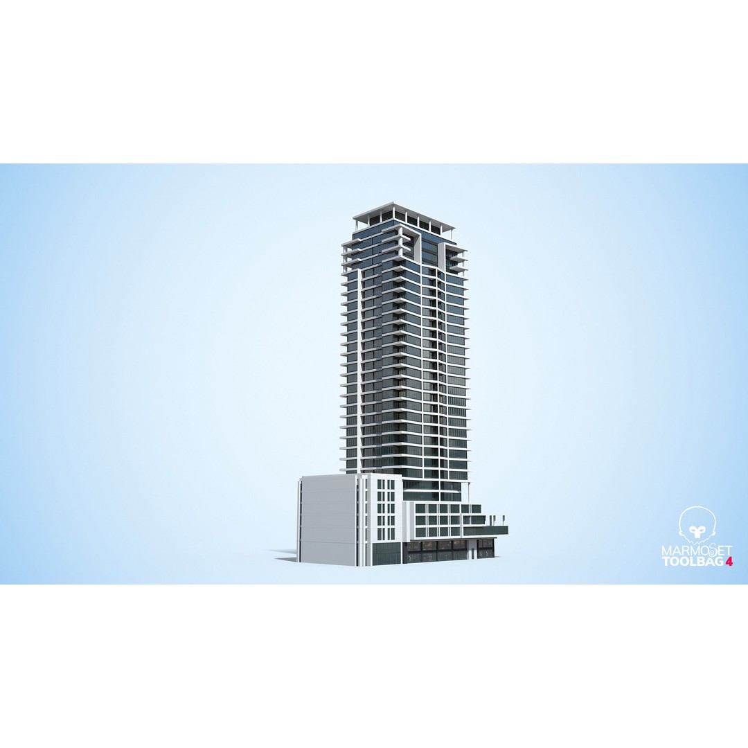 Apartment Building 3D Model – Low Poly Day/Night Office Asset, FBX - View 5