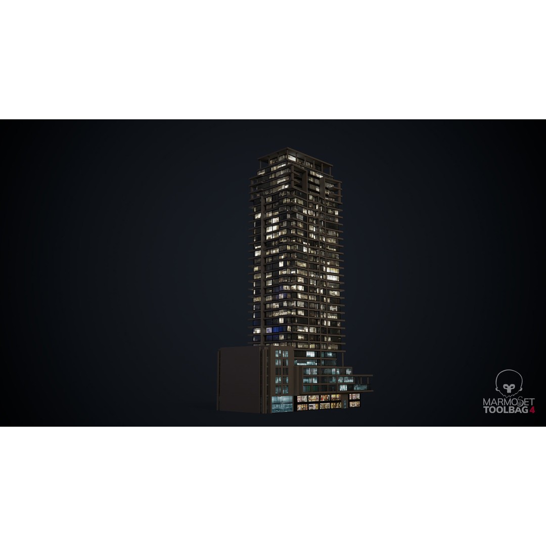 Apartment Building 3D Model – Low Poly Day/Night Office Asset, FBX - View 6