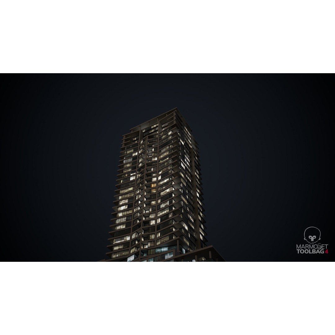 Apartment Building 3D Model – Low Poly Day/Night Office Asset, FBX - View 8