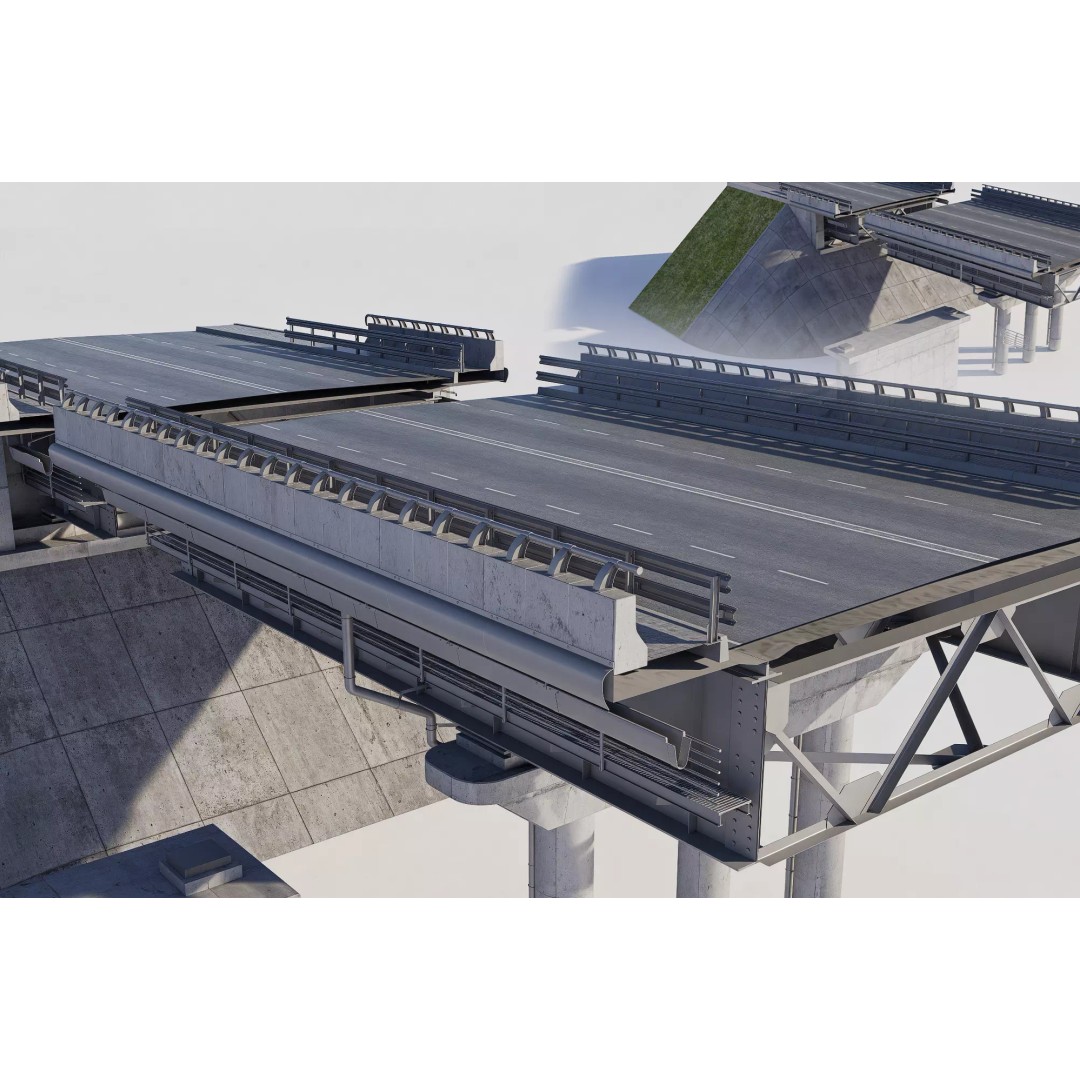 Highway Interchange 3D Model – Optimized PBR Asset, FBX, OBJ - View 2