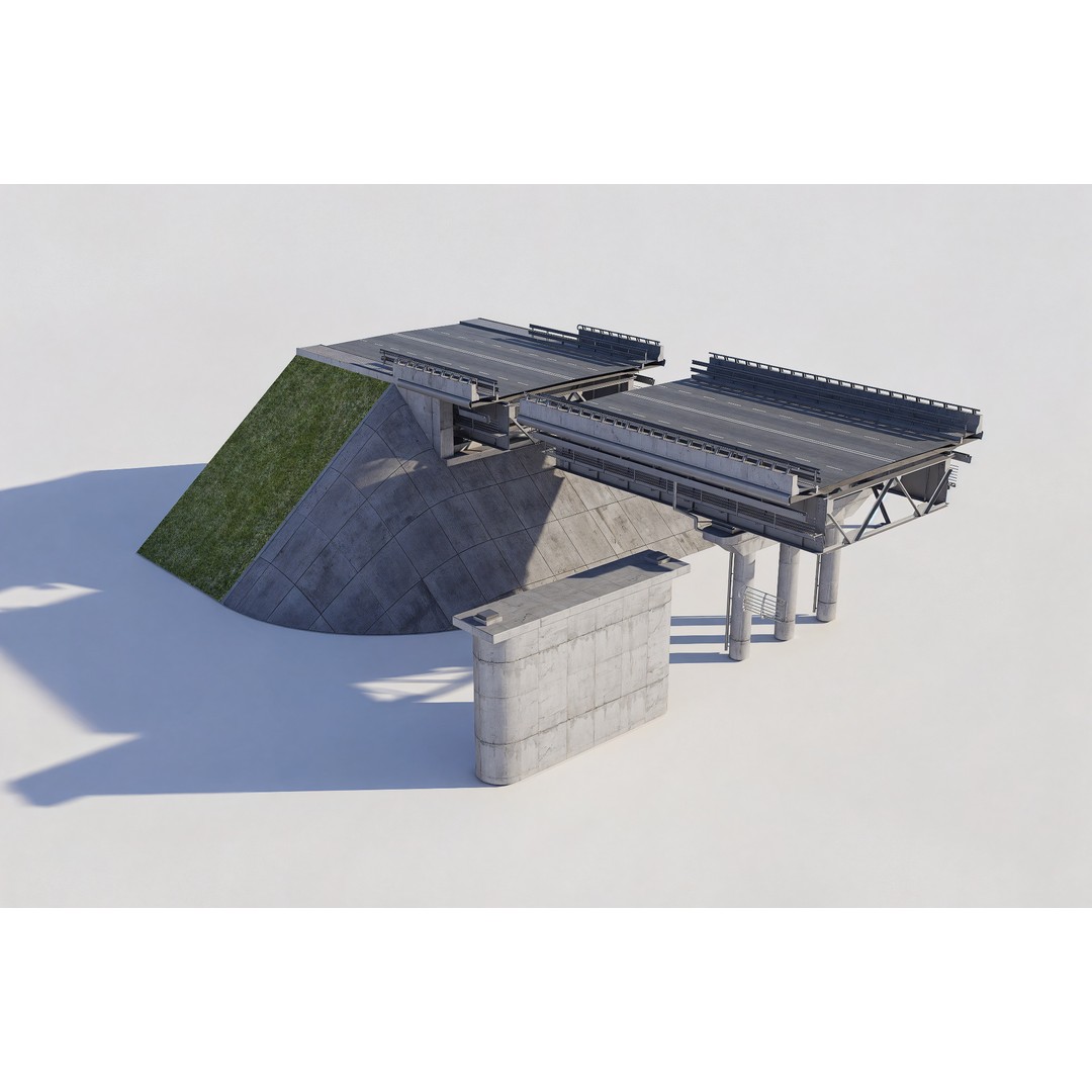 Highway Interchange 3D Model – Optimized PBR Asset, FBX, OBJ - View 3