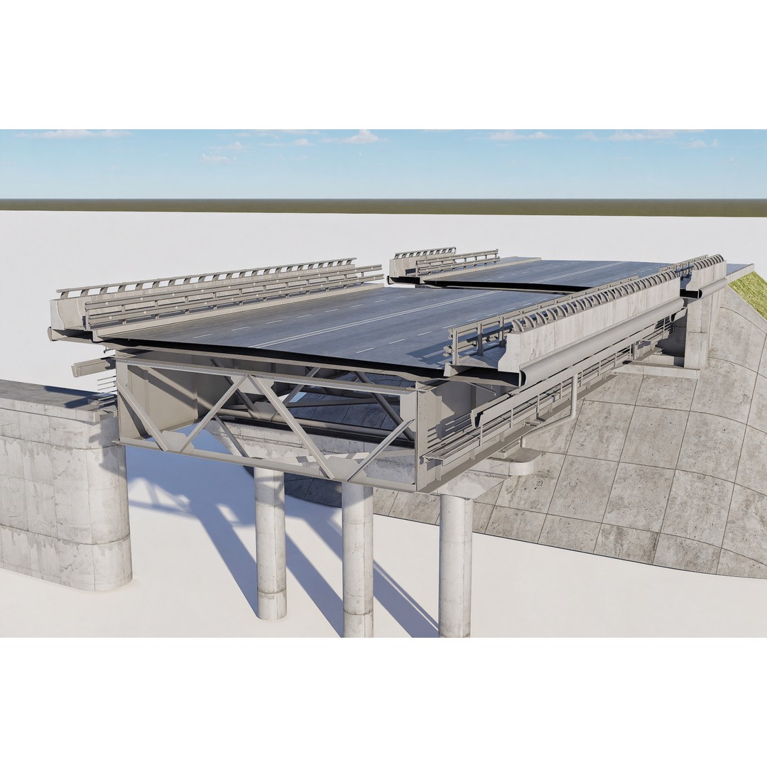 Highway Interchange 3D Model – Optimized PBR Asset, FBX, OBJ - View 6