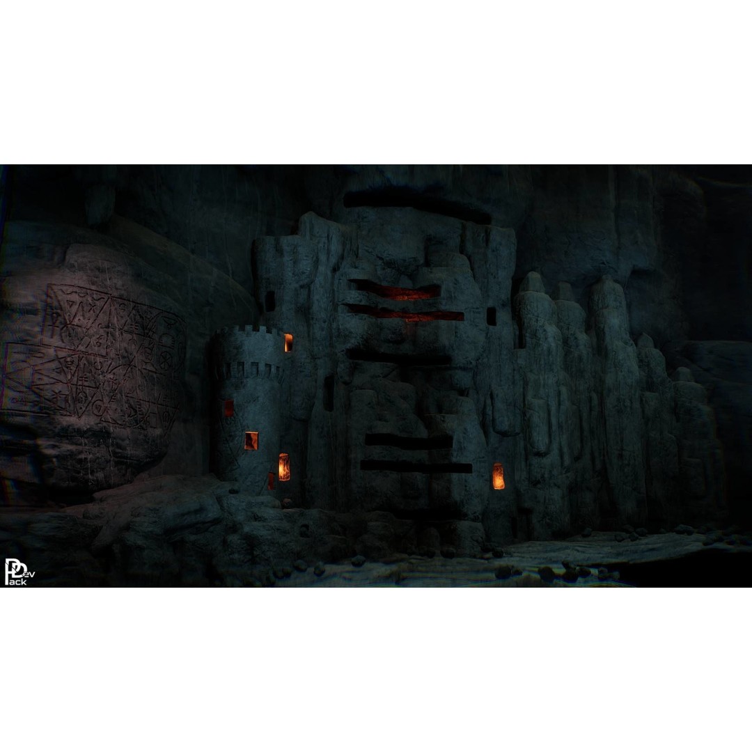 Stone Chasm 3D Model – Low Poly Environment Asset, FBX, PBR - View 10