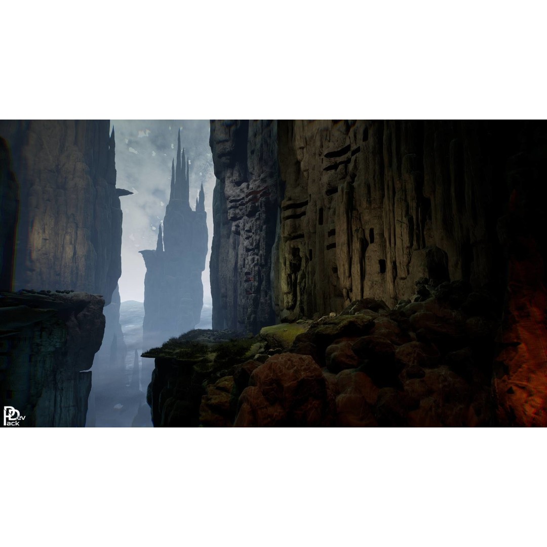 Stone Chasm 3D Model – Low Poly Environment Asset, FBX, PBR - View 16