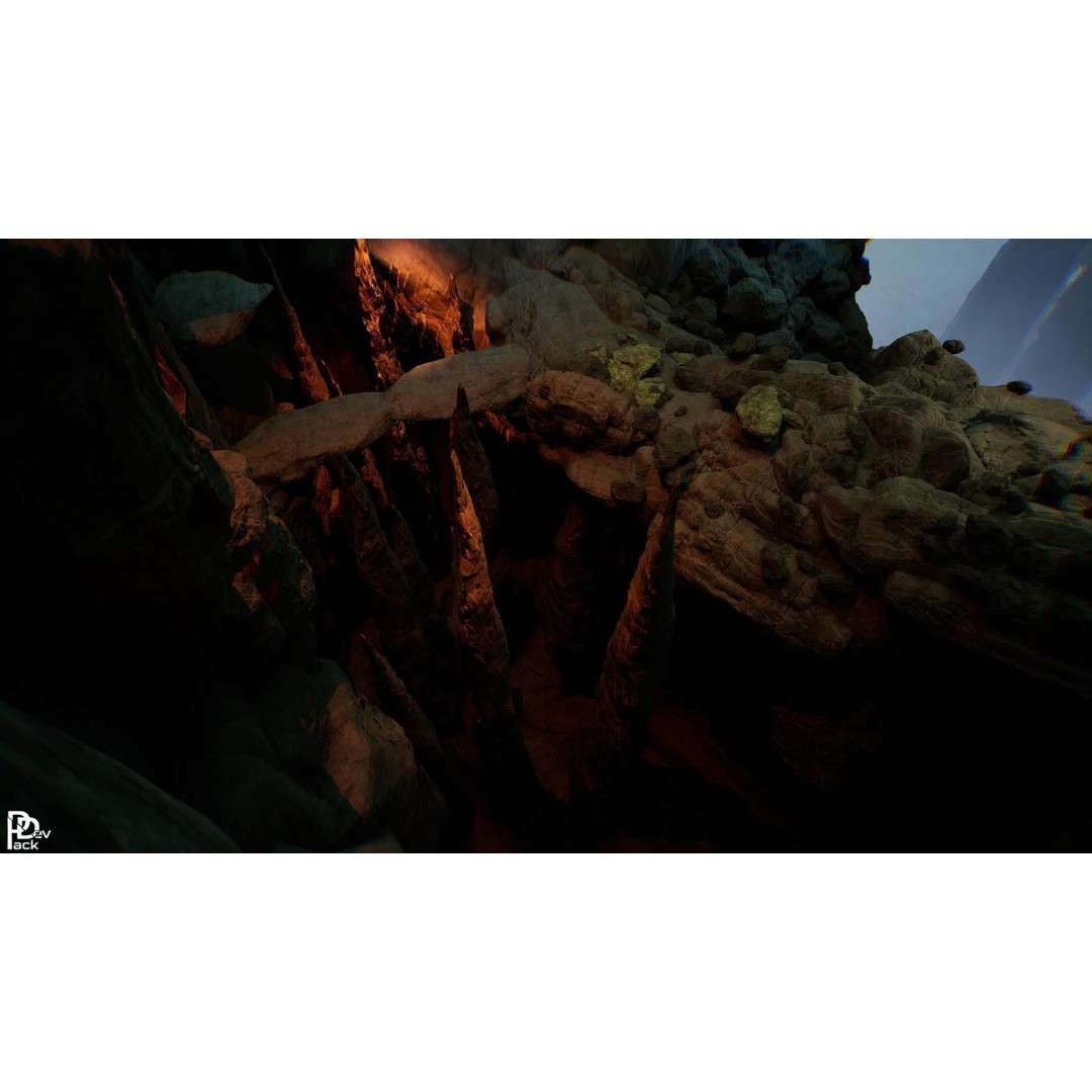 Stone Chasm 3D Model – Low Poly Environment Asset, FBX, PBR - View 19