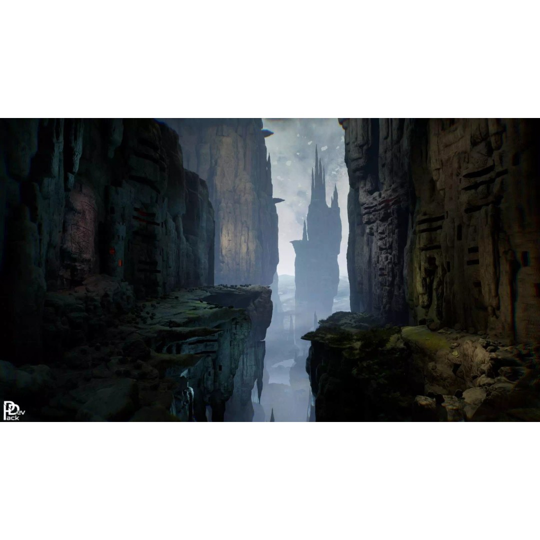 Stone Chasm 3D Model – Low Poly Environment Asset, FBX, PBR - View 2