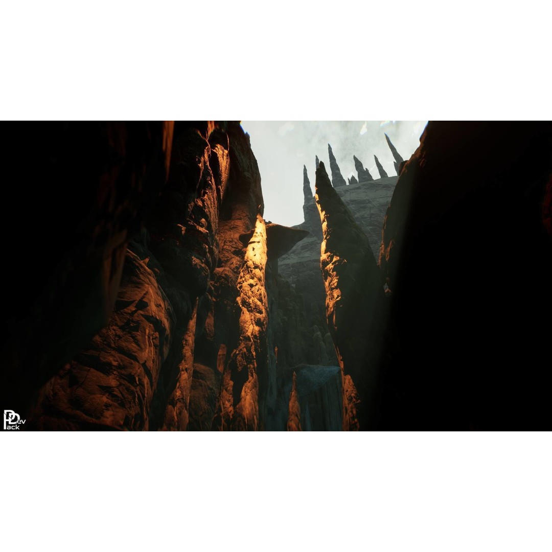 Stone Chasm 3D Model – Low Poly Environment Asset, FBX, PBR - View 20