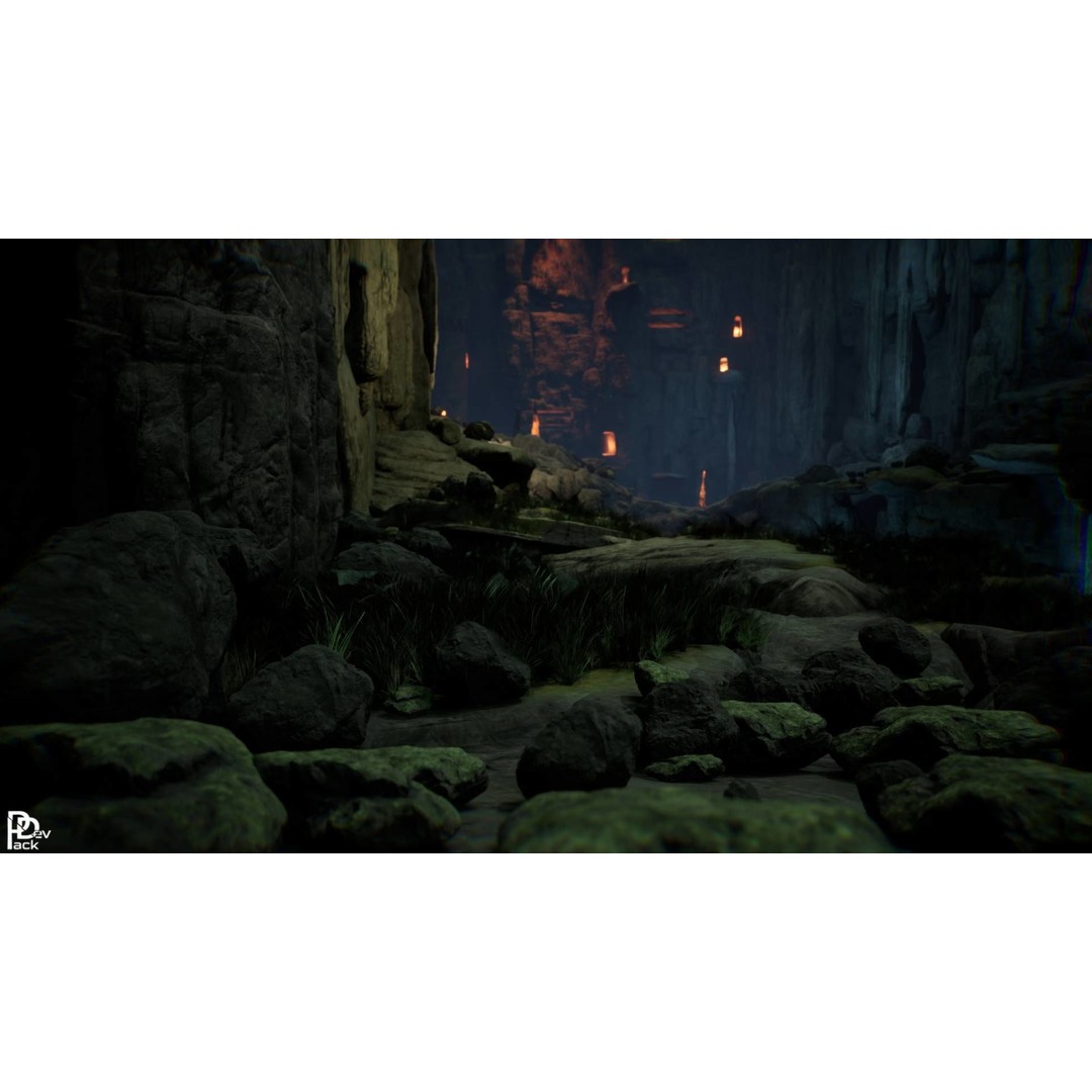 Stone Chasm 3D Model – Low Poly Environment Asset, FBX, PBR - View 21