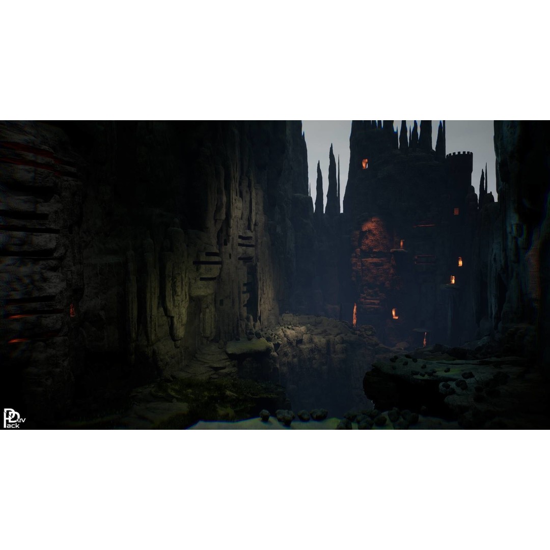 Stone Chasm 3D Model – Low Poly Environment Asset, FBX, PBR - View 3