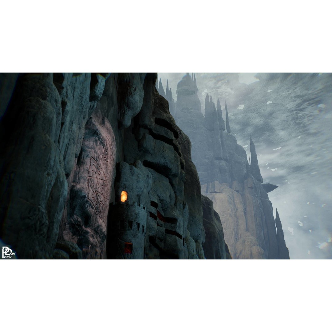Stone Chasm 3D Model – Low Poly Environment Asset, FBX, PBR - View 9