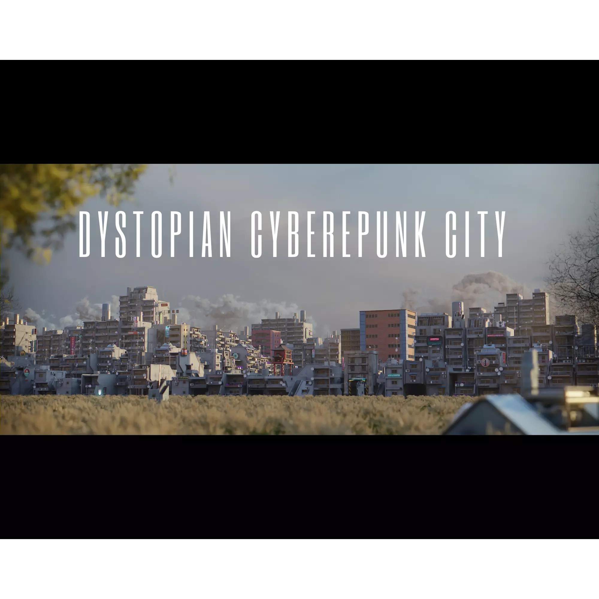Dystopian Cyberpunk Suburb City - Low-Poly Game-Ready 3D Model - View 2
