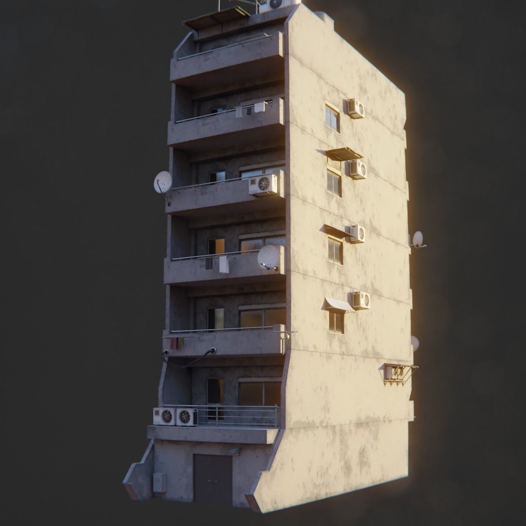 Dystopian Cyberpunk Suburb City - Low-Poly Game-Ready 3D Model - View 25