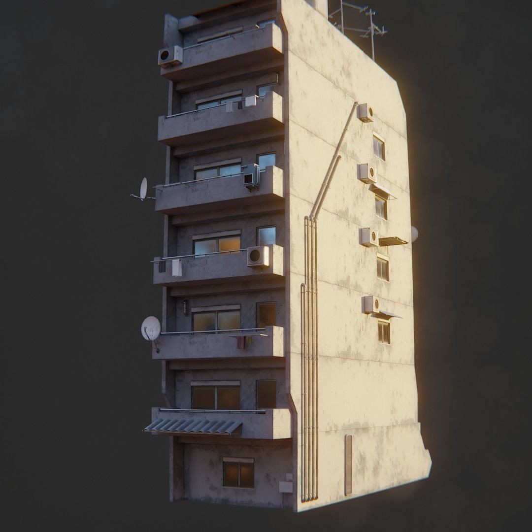 Dystopian Cyberpunk Suburb City - Low-Poly Game-Ready 3D Model - View 26