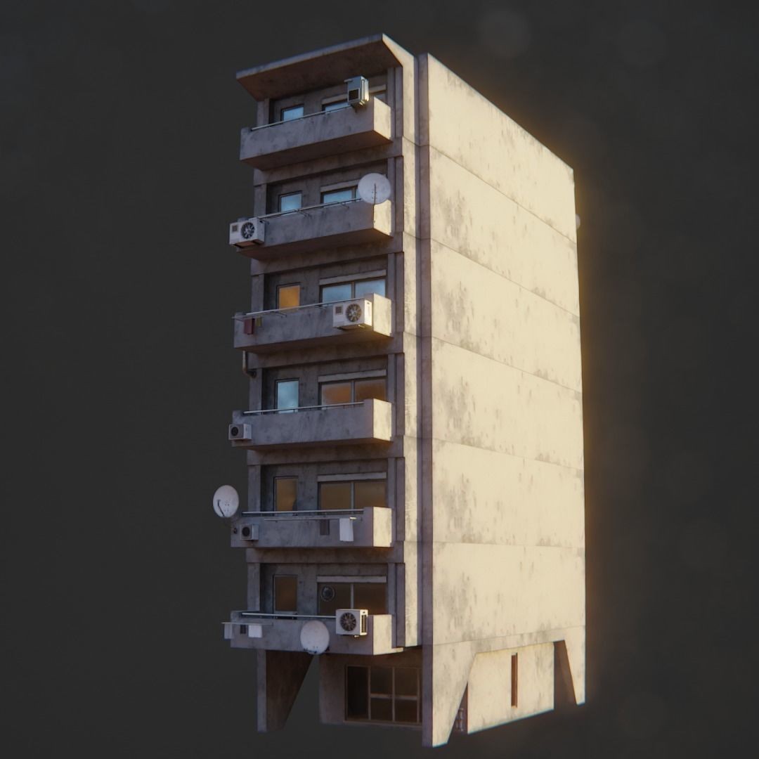 Dystopian Cyberpunk Suburb City - Low-Poly Game-Ready 3D Model - View 27
