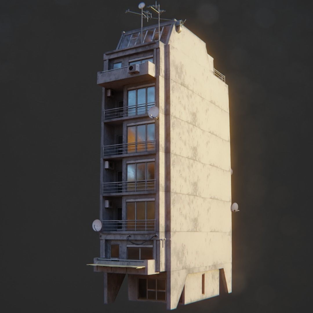 Dystopian Cyberpunk Suburb City - Low-Poly Game-Ready 3D Model - View 29