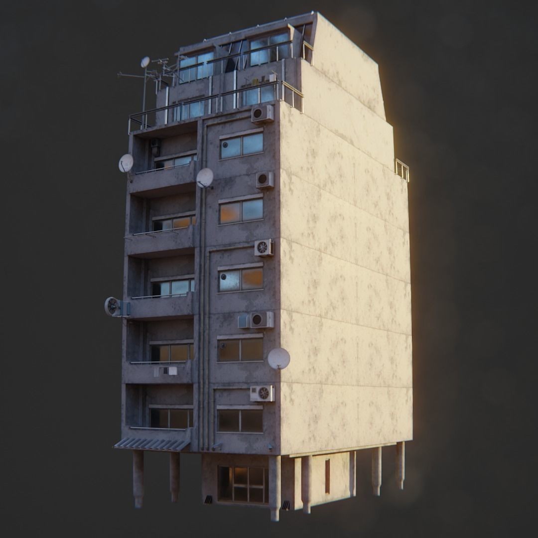 Dystopian Cyberpunk Suburb City - Low-Poly Game-Ready 3D Model - View 31