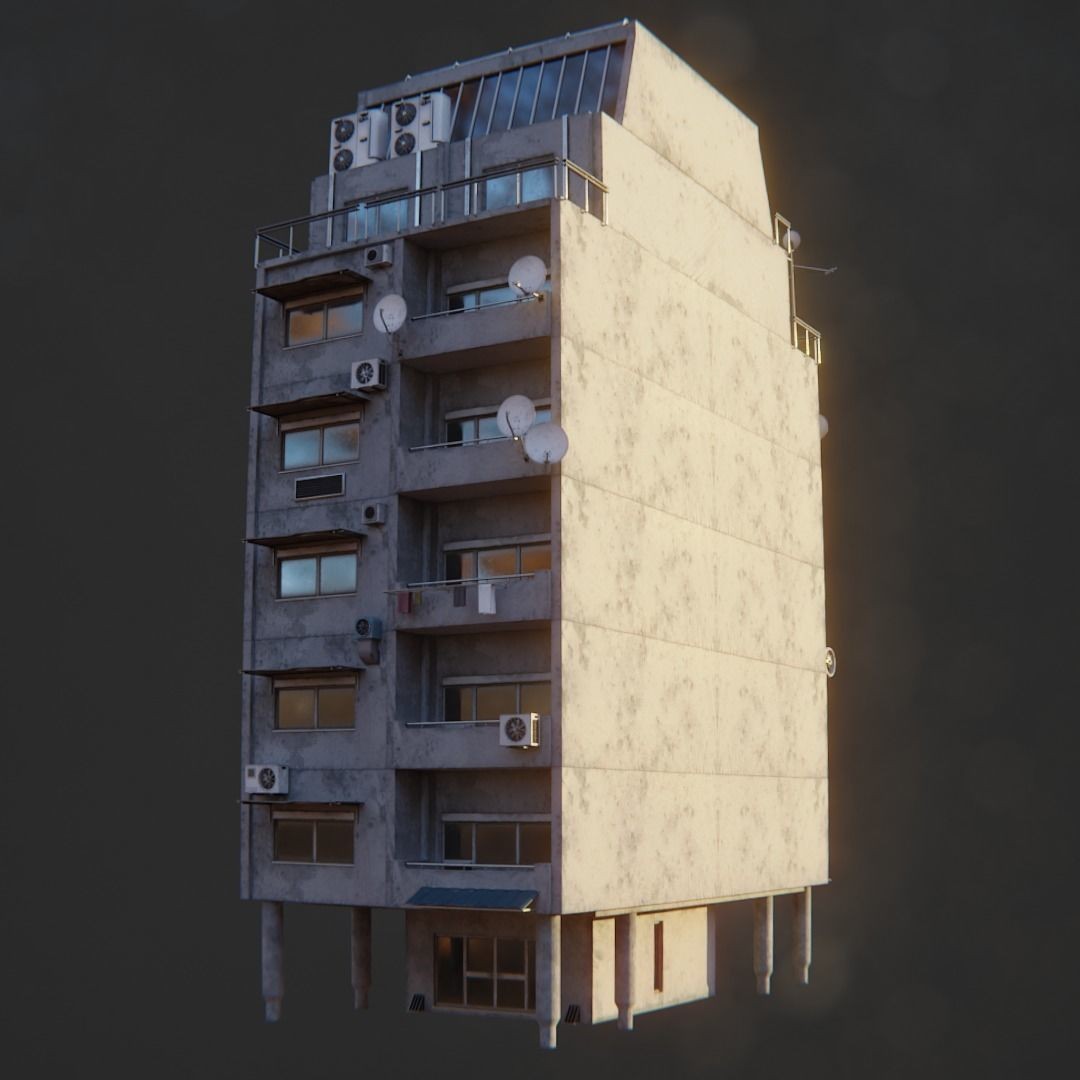 Dystopian Cyberpunk Suburb City - Low-Poly Game-Ready 3D Model - View 32