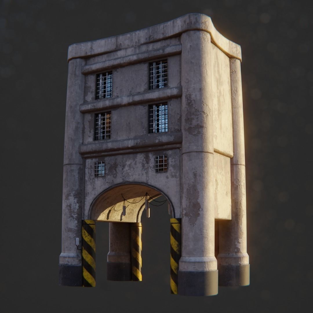 Dystopian Cyberpunk Suburb City - Low-Poly Game-Ready 3D Model - View 33