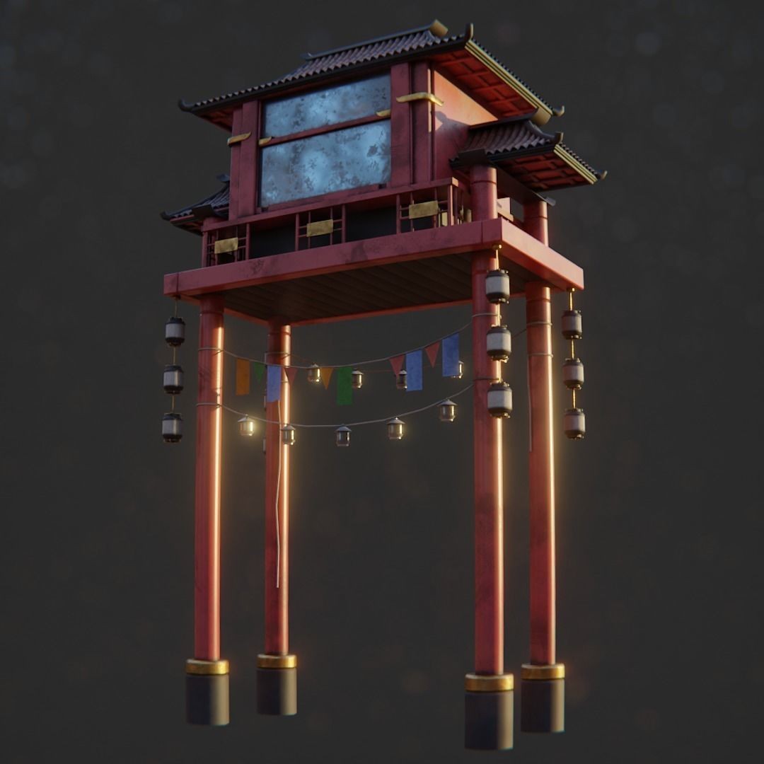 Dystopian Cyberpunk Suburb City - Low-Poly Game-Ready 3D Model - View 34