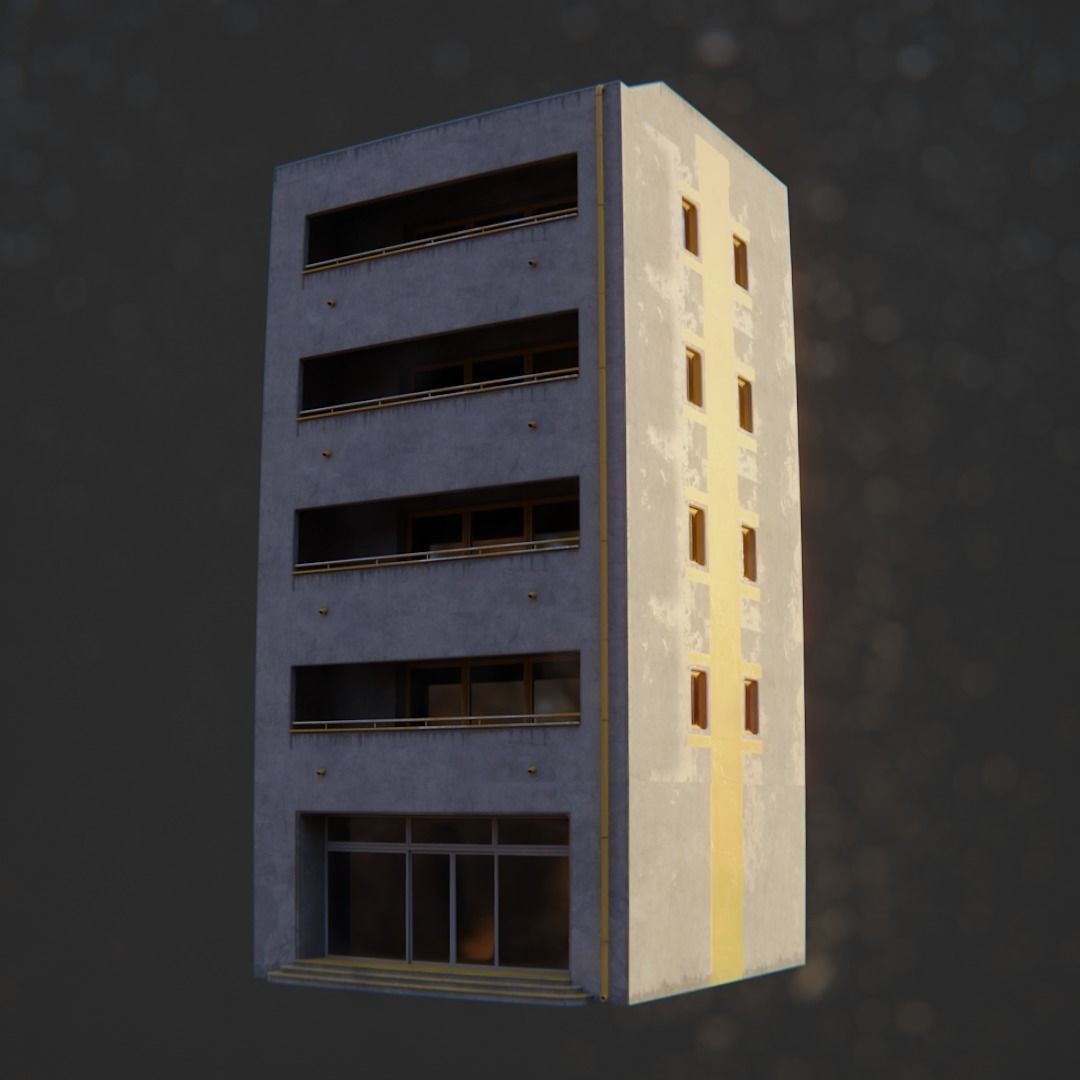Dystopian Cyberpunk Suburb City - Low-Poly Game-Ready 3D Model - View 37