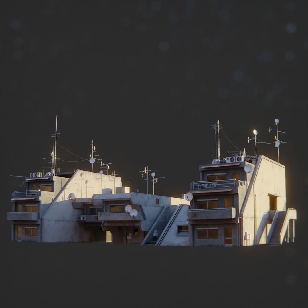 Dystopian Cyberpunk Suburb City - Low-Poly Game-Ready 3D Model - View 41
