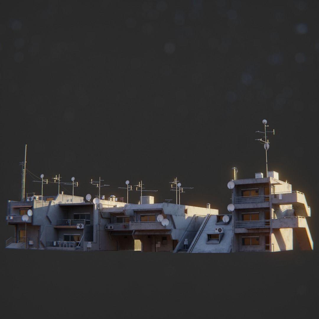 Dystopian Cyberpunk Suburb City - Low-Poly Game-Ready 3D Model - View 42