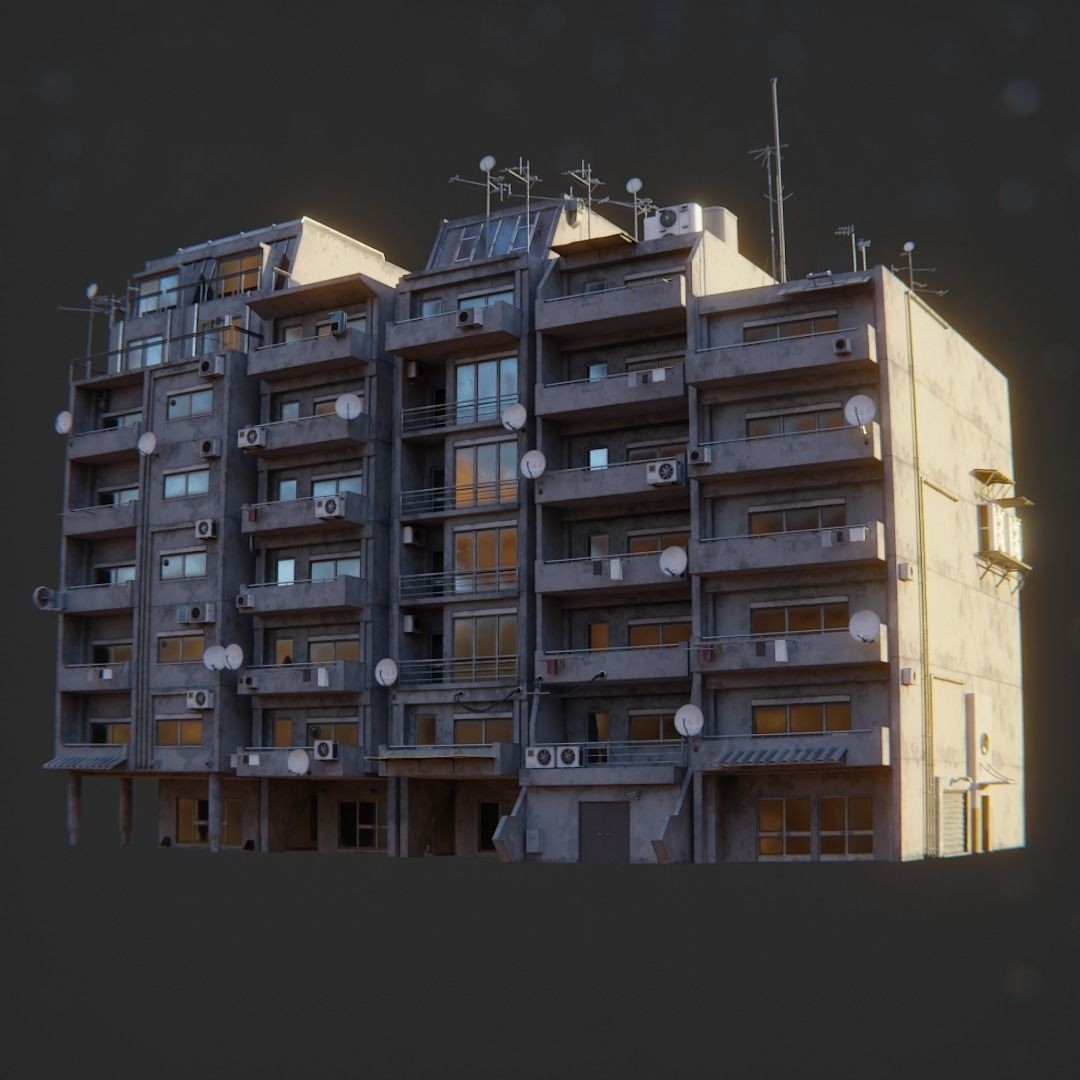 Dystopian Cyberpunk Suburb City - Low-Poly Game-Ready 3D Model - View 48