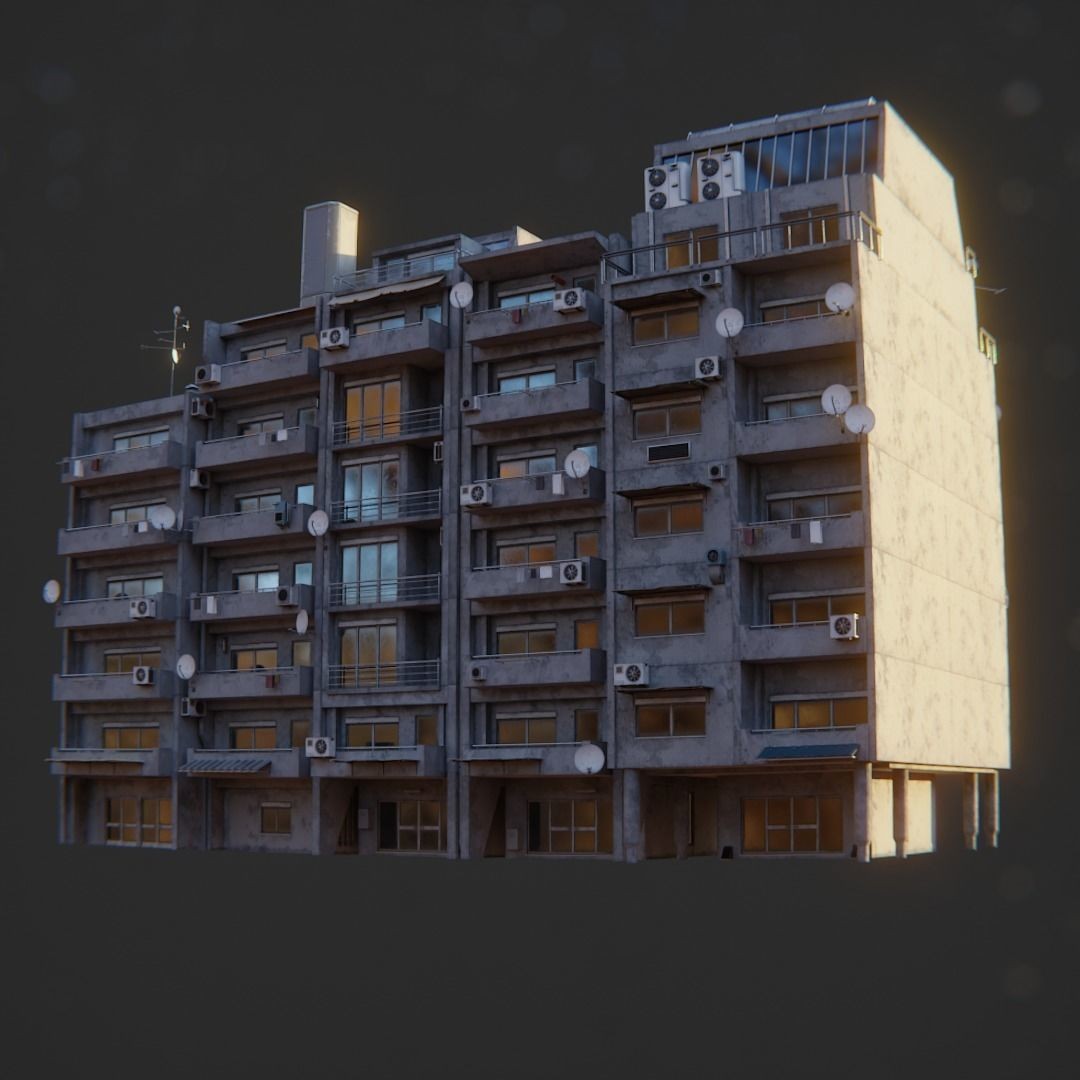 Dystopian Cyberpunk Suburb City - Low-Poly Game-Ready 3D Model - View 49