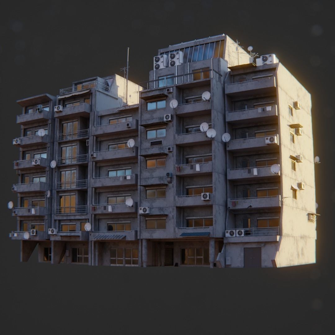 Dystopian Cyberpunk Suburb City - Low-Poly Game-Ready 3D Model - View 50