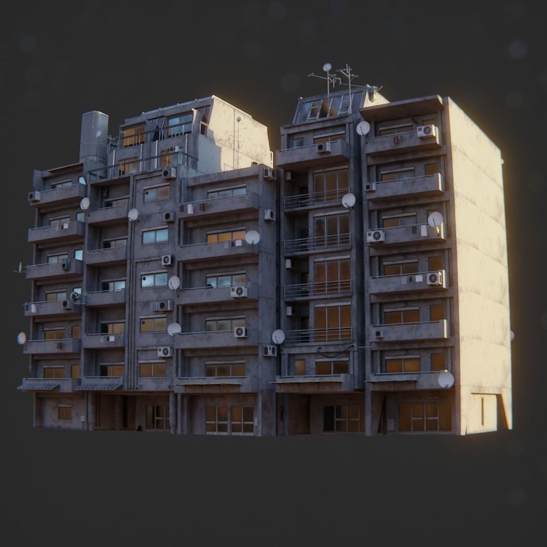 Dystopian Cyberpunk Suburb City - Low-Poly Game-Ready 3D Model - View 51