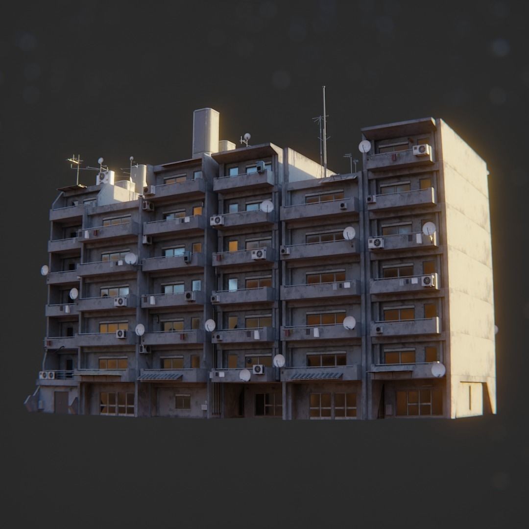 Dystopian Cyberpunk Suburb City - Low-Poly Game-Ready 3D Model - View 52