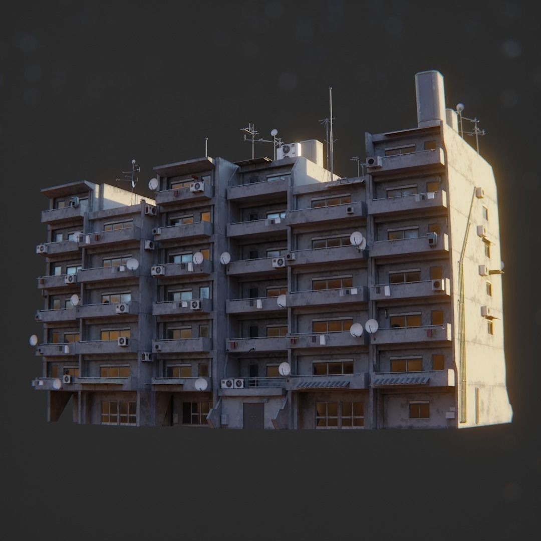 Dystopian Cyberpunk Suburb City - Low-Poly Game-Ready 3D Model - View 53
